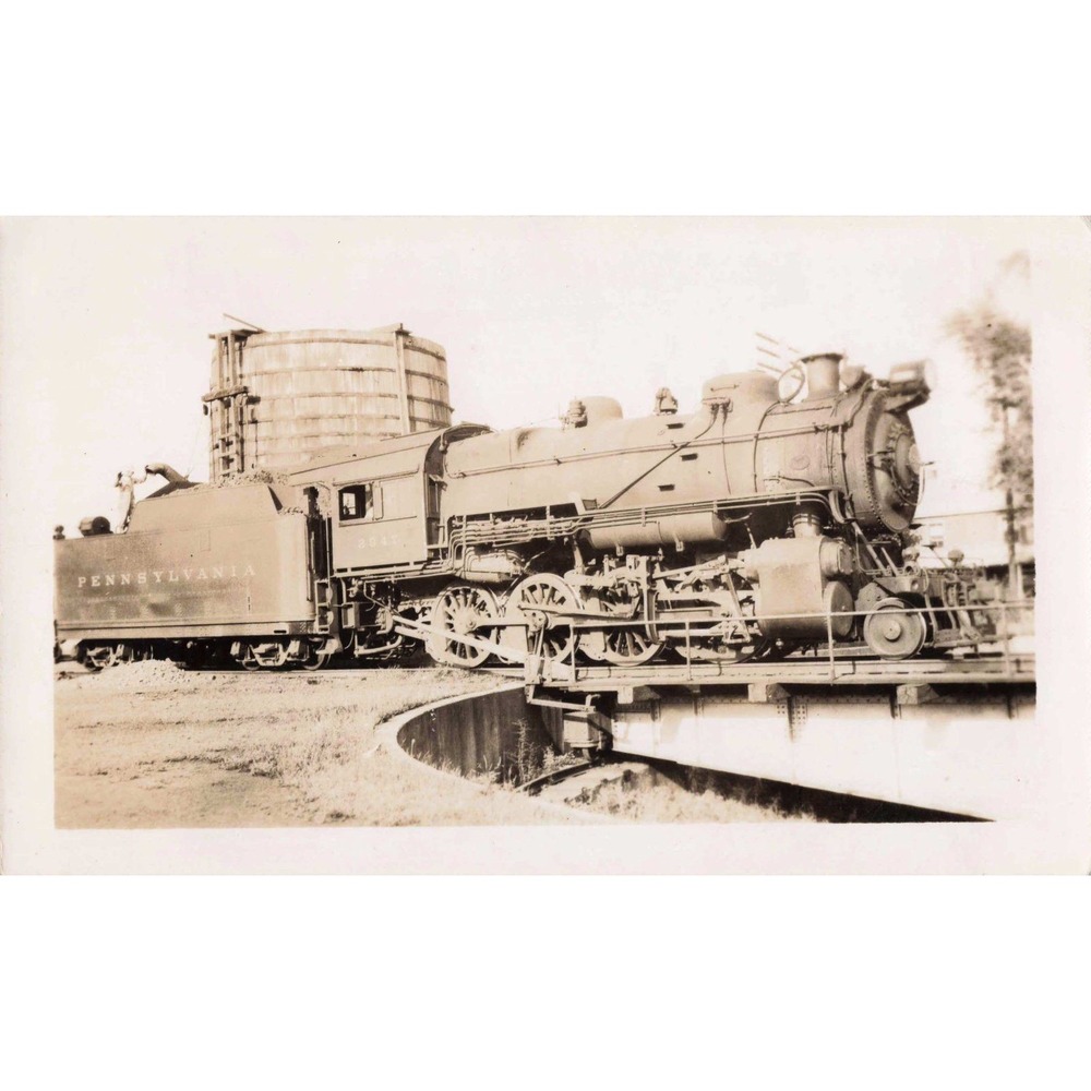 PRR Pennsylvania Railroad 2-8-0 #2987 Turntable Oxford PA 1946 Steam Photo
